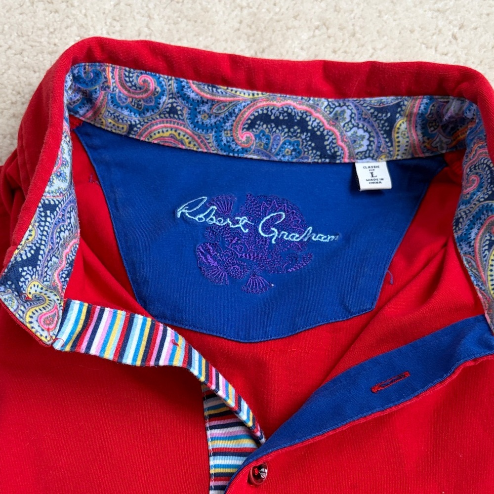 Robert Graham Vibrant Red Polo Shirt - Picture 9 of 9